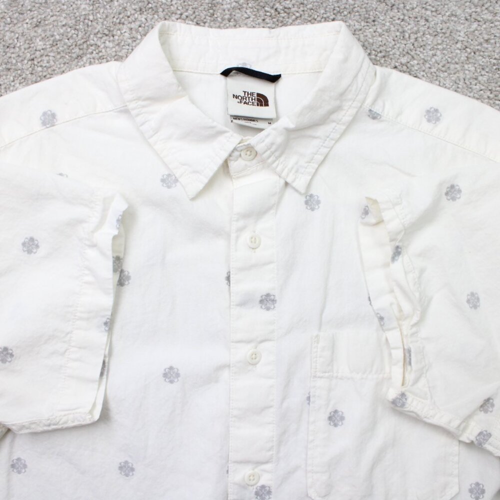 The‎ North Face Shirt Mens Medium White Geometric Baytrail Jacquard Short Sleeve